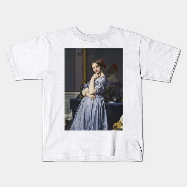 Portrait of Comtesse d'Haussonville by Jean-Auguste-Dominique Ingres Kids T-Shirt by Classic Art Stall